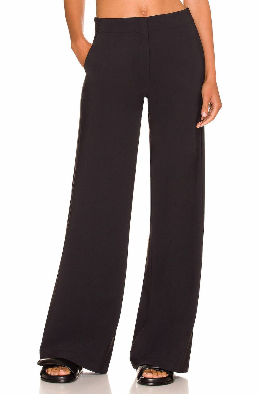 NEW THEORY terena wide leg pants in black sum pique